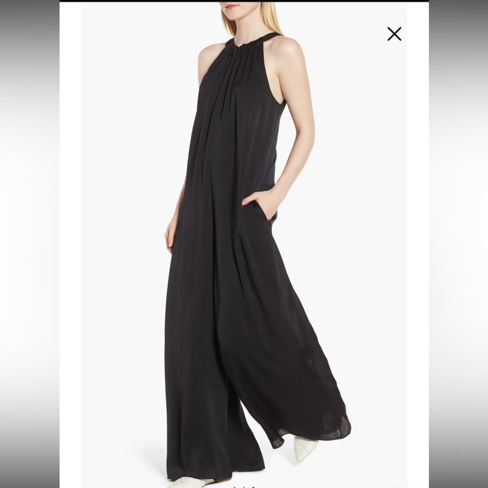 Lewit Wide-Leg Satin Halter Jumpsuit - Sz 4